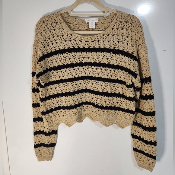 House Of Harlow Crochet Cropped Striped Sweater, Size M - Picture 1 of 8